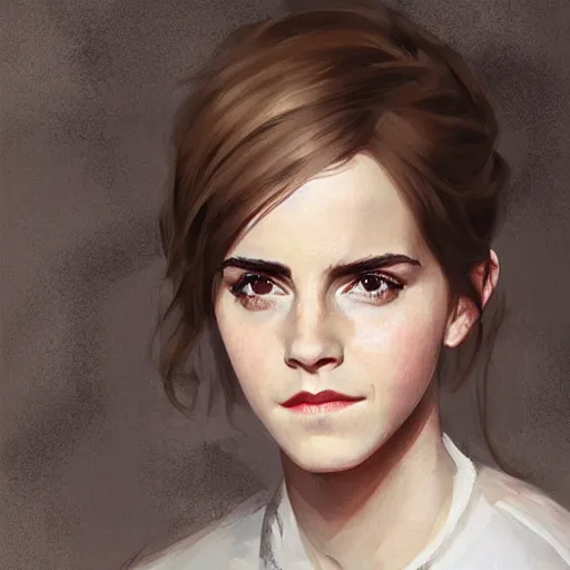 Image similar to portrait of emma watson, artwork by krenz cushart,