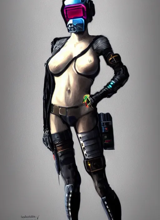 Prompt: full body detailed painting of a cyberpunk female