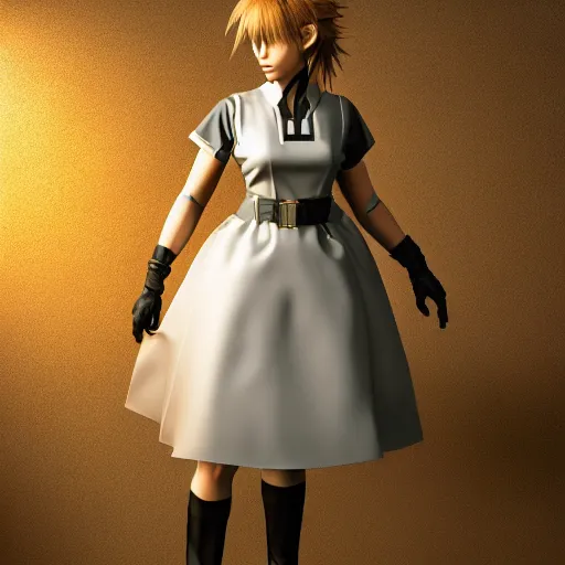 Image similar to Sundowner from metal gear in a maid dress, fully detailed, high quality , 4k , octane render , soft lightening , masterpiece