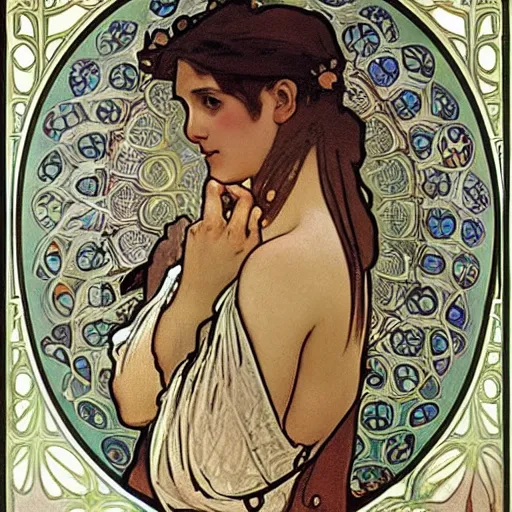 Image similar to water by alphonse mucha