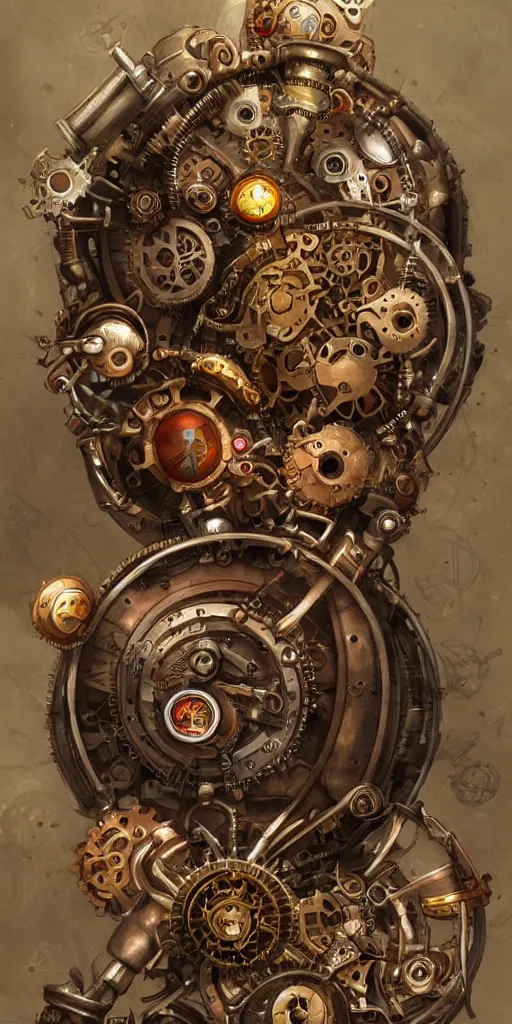 Image similar to machine heart, anatomically correct, cogwheels, mechanical, photorealistic, high detail, steampunk - style by esao andrews, artstation, illustration