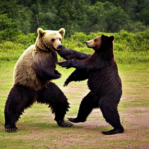 Image similar to a bear fighting in the vietnam war, 4 k, high resolution, still, landscape, hd, dslr, hyper realistic