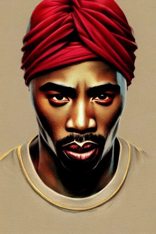 Prompt: 2 pac, manga cover art, detailed color portrait, artstation trending, 8 k, greg rutkowski