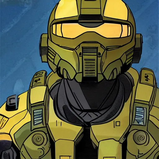 Prompt: master chief in a comic book