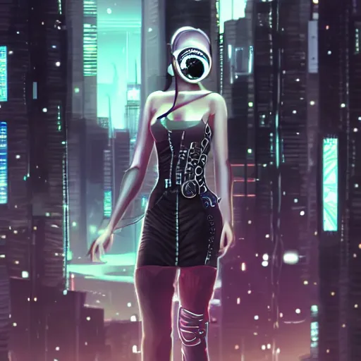 Prompt: cyberpunk young lady