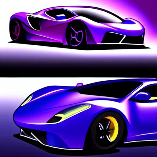Image similar to a supercar in a dark studio room. The car has a special paint that has homogeneous look of a Tanzanite, Opal, Kunzite gemstone. in the style of artgerm.