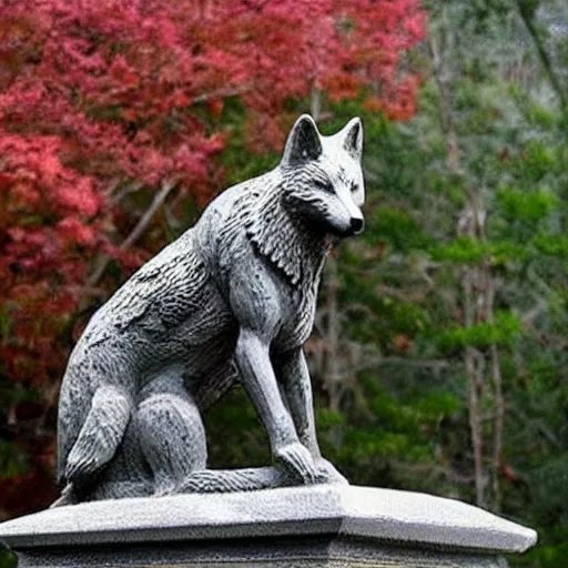 Prompt: “ capitalize wolf ” statue with a fox instead of a wolf