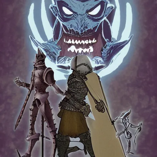 Image similar to dark souls animated movie in the style of ralph bakshi, animation cel, dark fantasy