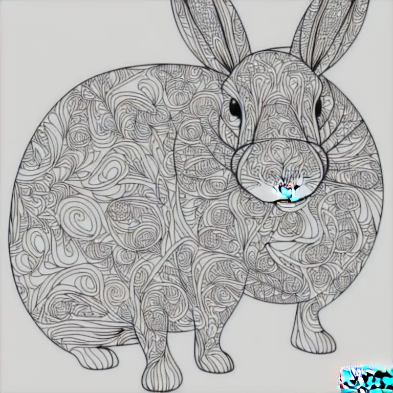 Image similar to beautiful rabbit, ornamental, fractal, line art, vector, outline, simplified, colouring page