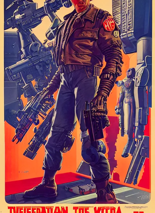 Image similar to american propaganda poster. cyberpunk blackops mercenary. portrait by jean giraud and anton otto fischer and john philip falter and will eisner and gil elvgren and pixar. realistic proportions. character art. science fiction d & d. overwatch, rb 6 s, cyberpunk 2 0 7 7, blade runner 2 0 4 9.