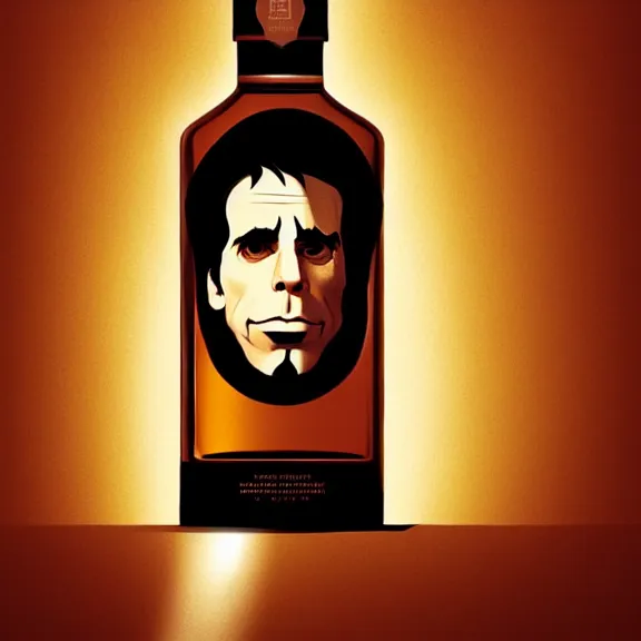 Image similar to face icon stylized minimalist bottle!! ben stiller whiskey!, loftis, cory behance hd by jesper ejsing, by rhads, makoto shinkai and lois van baarle, ilya kuvshinov, rossdraws global illumination