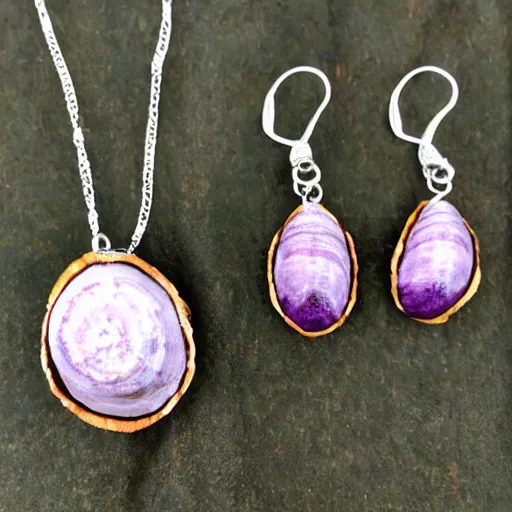 Image similar to carved quahog shell jewelry purple stains