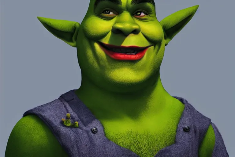 Prompt: shrek as joker, cinematic chiaroscuro, photorealistic, unreal engine, artwork by Ross Tran