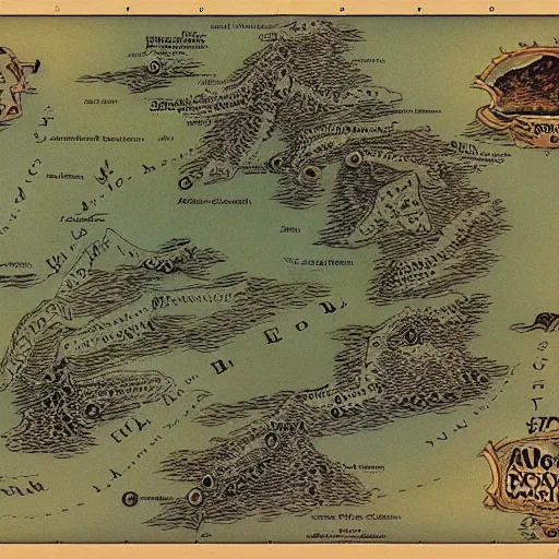 Prompt: A detailed map of Middle Earth