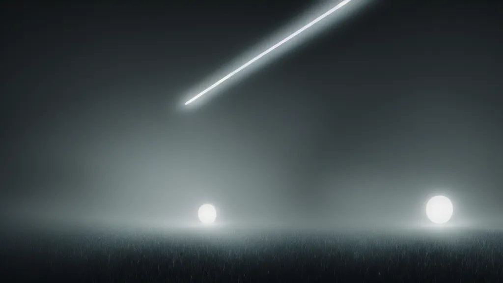Image similar to a black sphere hangs in the sky, luminous lines go out of it in different directions, fog, volumetric lighting, mystique, atmospheric, sharp focus, ultra detailed, noir art house, 4 k, cinematic, 3 5 mm