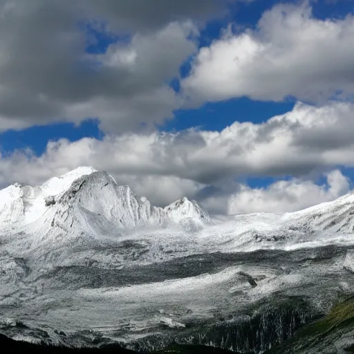 Prompt: mountines, lakes, clouds, holosomnia style,