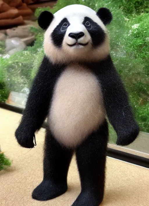 Prompt: Images on the store website, eBay, Full body, Miniature of an incredibly muscular panda standing upright.