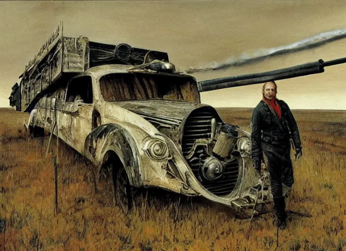 Prompt: mad max fury style pipe organ, painting by andrew wyeth, very detailed, somber mood,