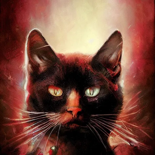 Prompt: cat, by raymond swanland