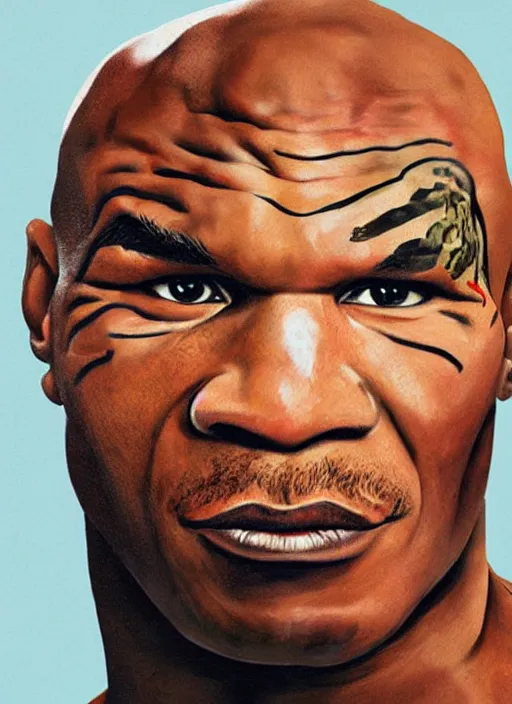 Image similar to a photorealistic portrait of mike tyson made of raw chicken