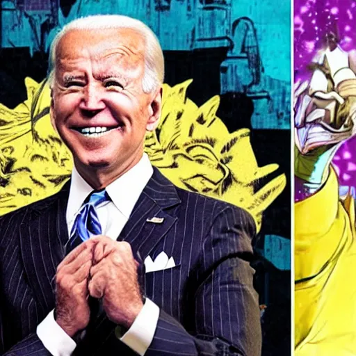 Image similar to Joe Biden in JoJo's Bizarre Adventure