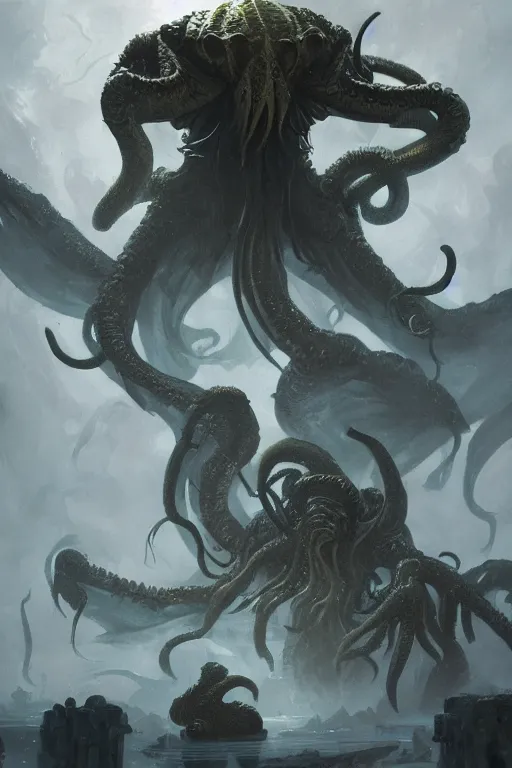 Image similar to cthulhu, digital art, magic the gathering, mtg, by greg rutkowski, trending on artstation