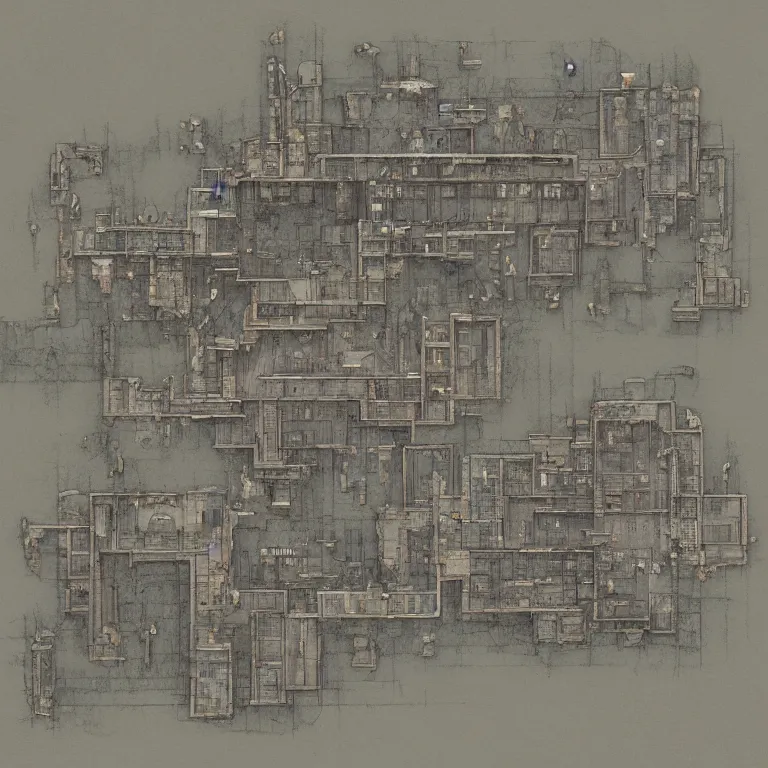 Image similar to floor plan map of a temple in the clouds, by greg rutkowski and james gurney, trending on artstation