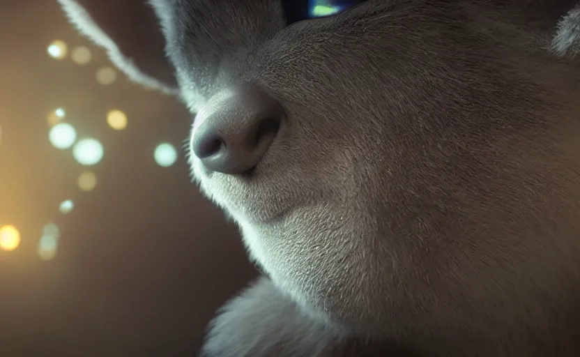 Image similar to ori and the olw, close up bokeh hiperrealistic, high detailled, darkness dramatic, sharp focus, octane render, imax
