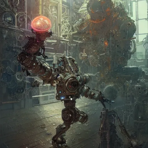 Image similar to microscopic biological robots, digital virus, cinematic lighting, fantasy, warforged, intricate, highly detailed, lifelike, photorealistic, digital painting, artstation, illustration, concept art, sharp focus, art by john collier and albert aublet and krenz cushart and artem demura and alphonse mucha