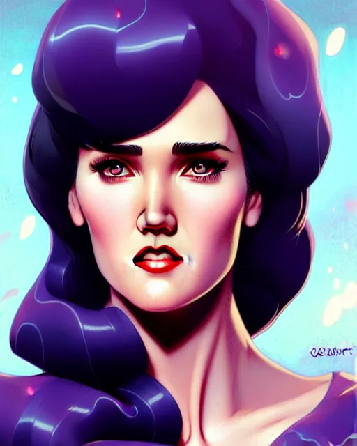 Image similar to a pin up and beautiful fashion charming dreamlke jennifer connelly, symmetrical face symmetrical eyes, character art, art by artgerm lau and wlop and and ilya kuvshinov and john singer sargent, joshua middleton comic art, frostbite 3 engine