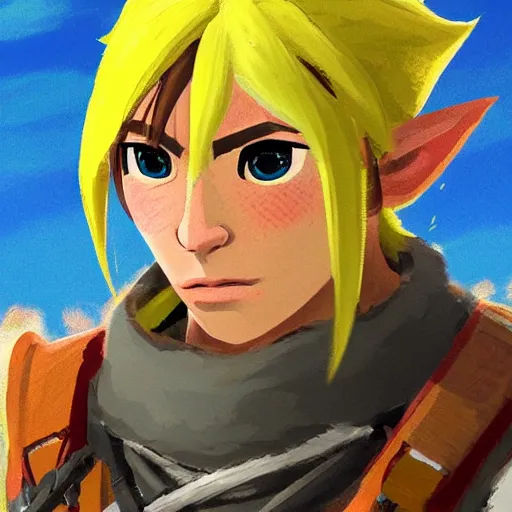 Image similar to portrait of someone from the yiga clan from the legend of zelda breath of the wild, breath of the wild art style.