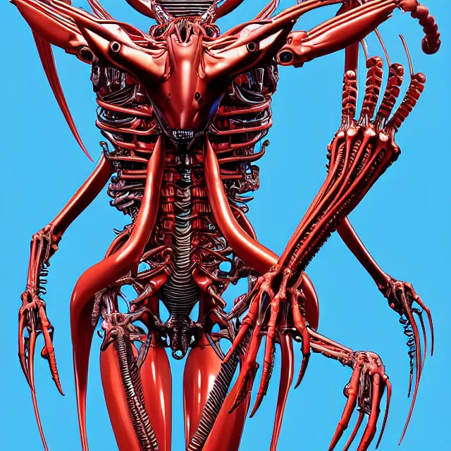 Image similar to full profile of evangelion xenomorph as circular vitruvian man by james jean and moebius, biomechanical, ultra wide angle, full body, no crop, golden ratio, ultra details, in the style of shusei nagaoka