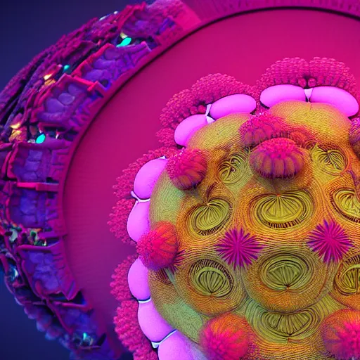 Image similar to A mandelbulb like flower, highly detailed and intricate, hyper realistic, colorful, sci fi, artstation, octane render, 8k by beeple