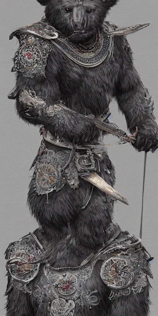 Image similar to Japanese moon bear anthropomorphized as a samurai, fantasy, intricate, highly detailed, digital painting, artstation, concept art, smooth, sharp focus, illustration