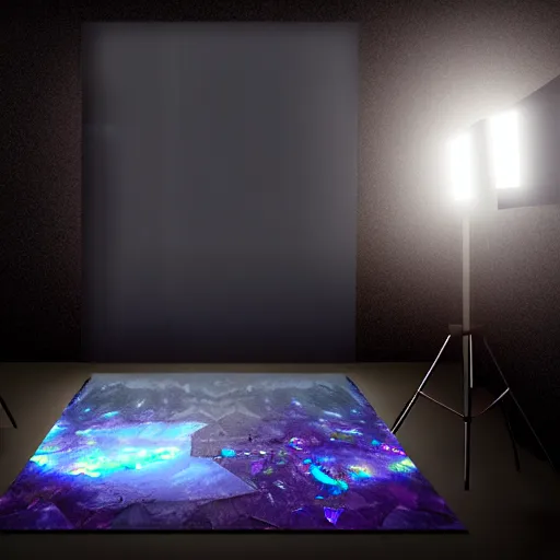 Prompt: a gemstone mineral in a dark studio room with Opal gemstone, professional digital matte painting.