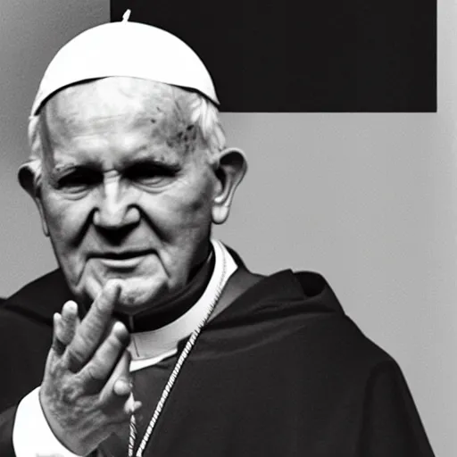 Image similar to photgraph of the pope john paul ii dressed in black at the donda listening party