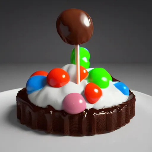 Prompt: a jello chocolate candy lollipop snickers bar icecream cake muffin jaffa marshmallow nougat waffle candy gummy jelly sandwich, volumetric lighting, octane render, unreal engine, 8k, hd, perfect, decadent, maple syrup, drizzled chocolate sauce, smothered in melted chocolate, covered in sprinkles, highly detailed, stroopwaffel