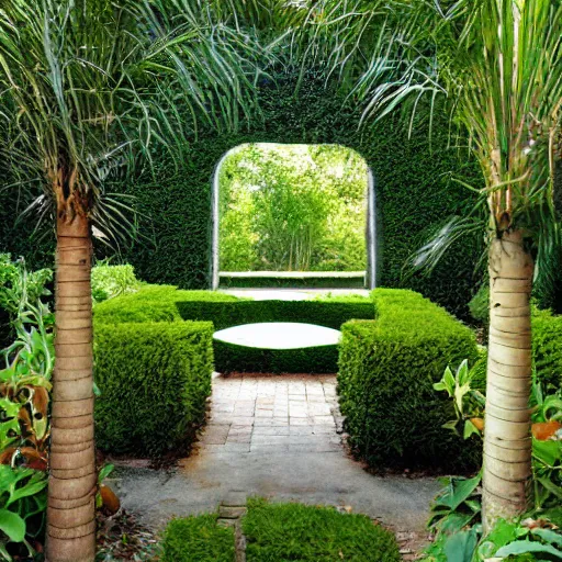 Prompt: a portal in a garden, by roberto burle marx