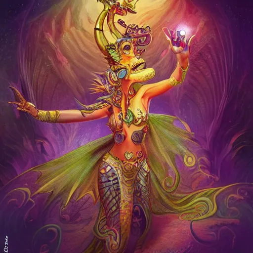 Prompt: photo of a cute female bellydancer dragon with 6 arms, anthropomorphic dragon, sharp focus, illustration, ultra real, masterpiece, glowing holy aura by magali villeneuve and magali villeneuve