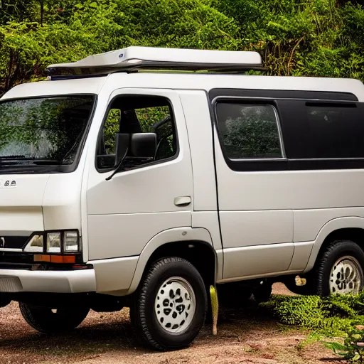 Image similar to 1990 Mitsubishi Delica L300, (Sony a7R IV, symmetric balance, polarizing filter, Photolab, Lightroom, 4K, Dolby Vision, Photography Award)