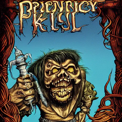 Prompt: precisely drawn illustration of tavern sign engraved with troll skull, wide angle, sharp, fine details, french comic style, vibrant realistic colors, full color, heroic fantasy, intense line art, 8 k, precise linework, realistic, in the style of heavy metal comics and richard corben and moebius