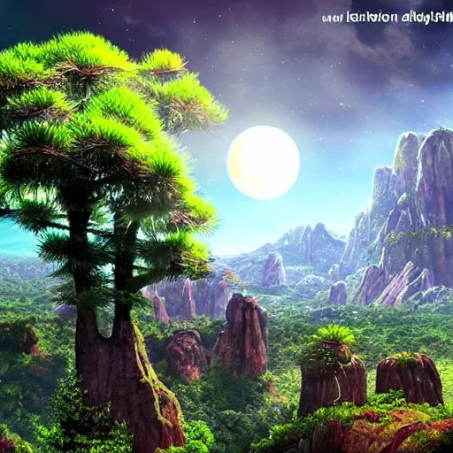 Image similar to an amazing scenic view from an alien world, photo.