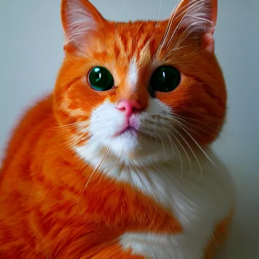 Image similar to left eye blinking orange cat, beautiful, realistic,