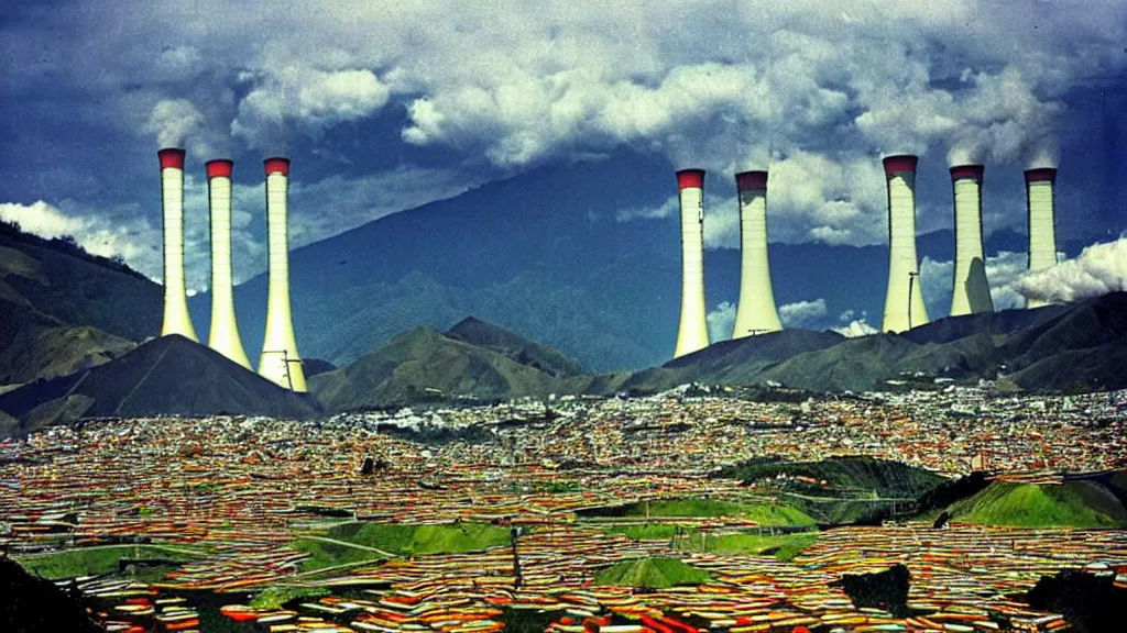 Image similar to Abundant, Nuclear Energy in Harmony with Nature; Location: Quito, Ecuador; retro-natural-futurism;