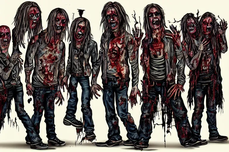 Prompt: zombies in a metal band