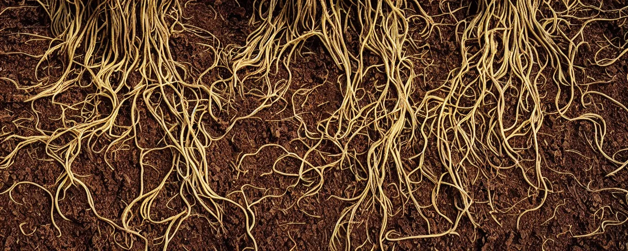 Prompt: roots made of spaghetti, growing from the dirt, kodachrome, in the style of wes anderson, retro