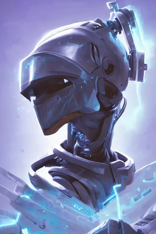 Image similar to epic mask helmet robot ninja portrait stylized as fornite style game design fanart by concept artist gervasio canda, behance hd by jesper ejsing, by rhads, makoto shinkai and lois van baarle, ilya kuvshinov, rossdraws global illumination radiating a glowing aura global illumination ray tracing hdr render in unreal engine 5