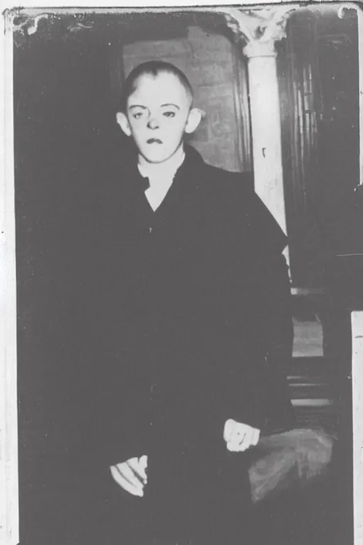 Prompt: vintage photo of a young aleister crowley in an underground occult night club