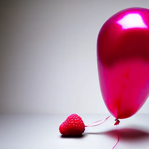 Image similar to a raspberry as a mylar helium balloon, studio lighting