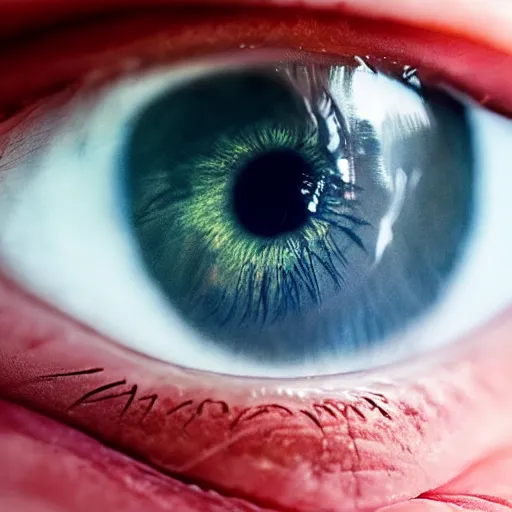 Image similar to I can see it in your eyes, closeup of eye that goes deeper to another eye, then another,